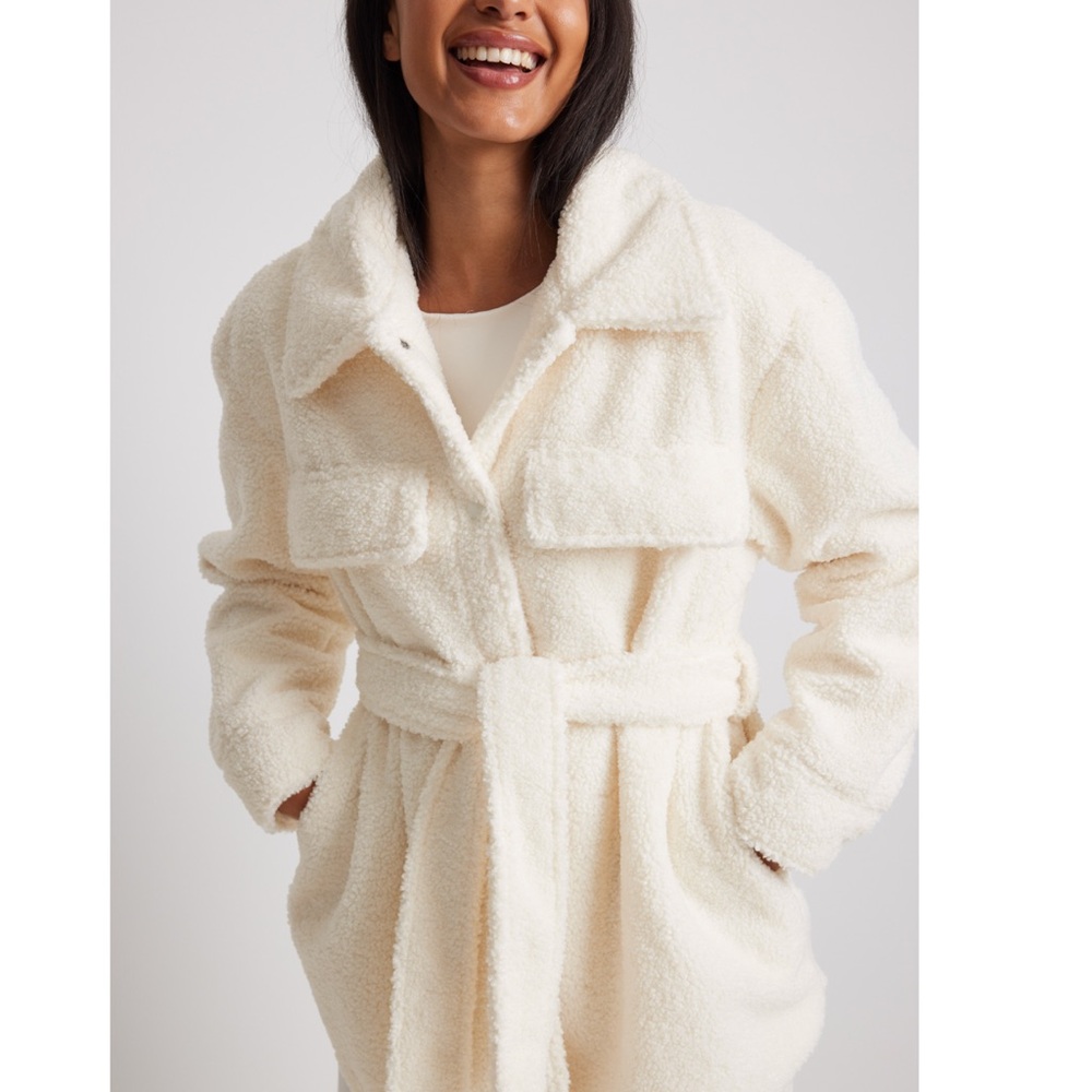 NA-KD Women's Cream Teddy Coat